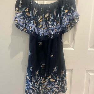 Boutique Navy Floral Off-Shoulder Dress, size small